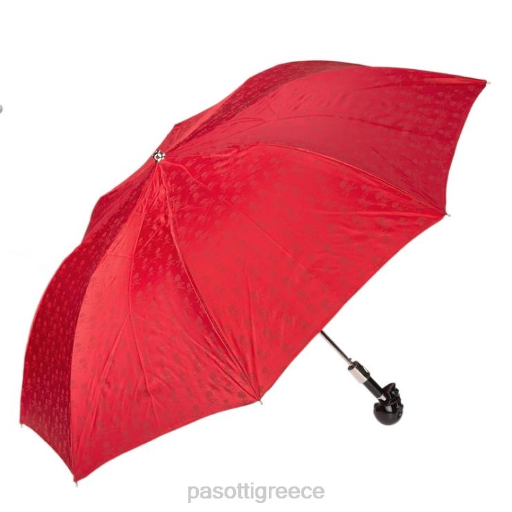 ομπρέλα | PASOTTI 64 prt w33ne - κόκκινη πτυσσόμενη ομπρέλα με μαύρη λαβή κρανίου 2N6B8167 άνδρες